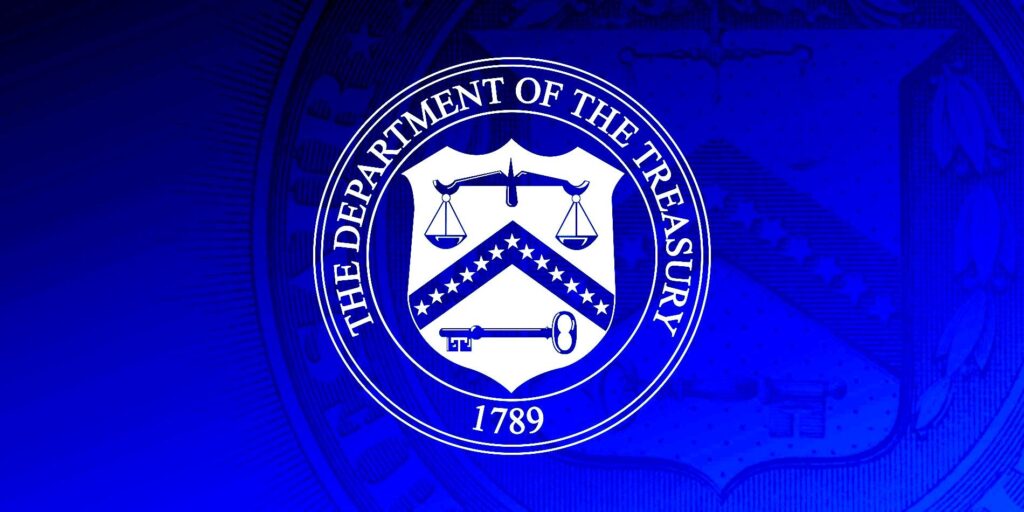 Department Treasury Logo blue background