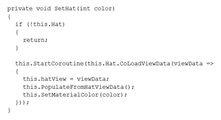 muestra un bloque de código que cambia el color de un sombrero