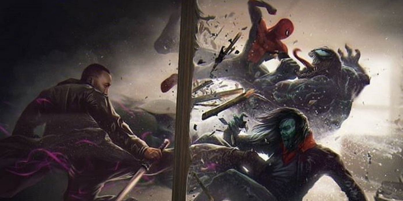 Blade y Spider-Man luchan contra Morbius y Venom en Epic MCU Fan Art