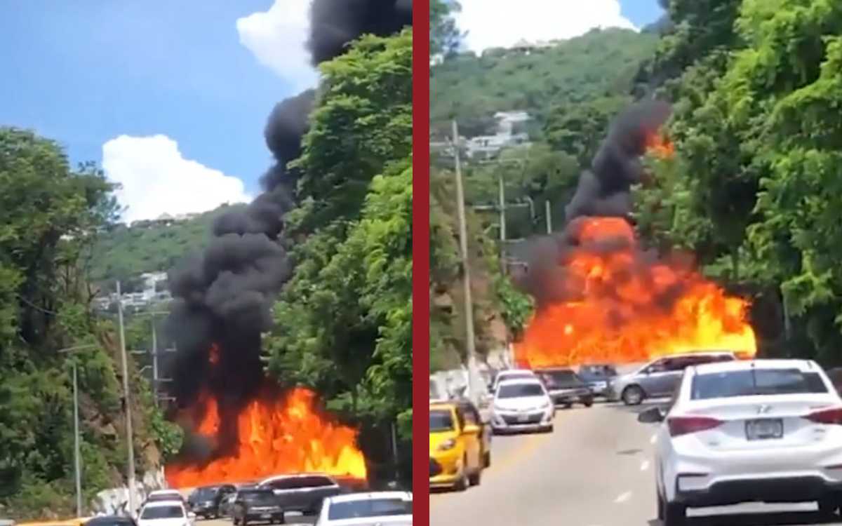 Captan en video choque que provocó explosión de pipa en Acapulco: un muerto y tres heridos