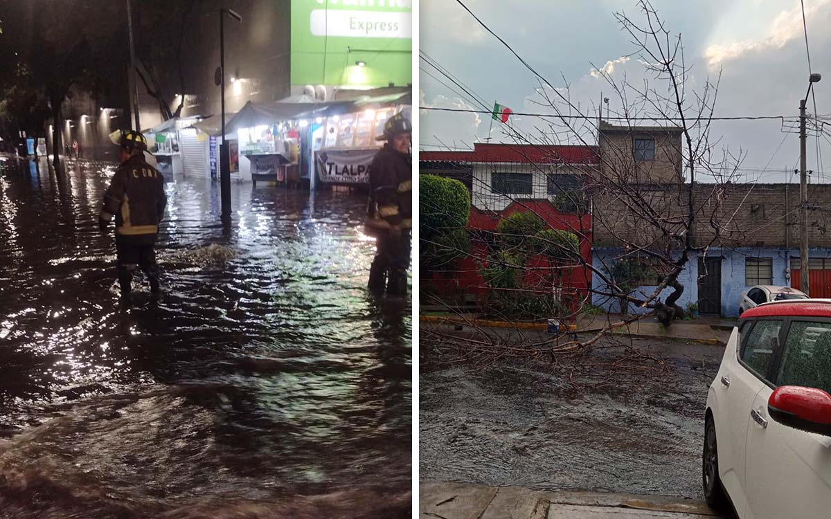 Fuertes lluvias y granizo provocan caos en la CDMX | Videos