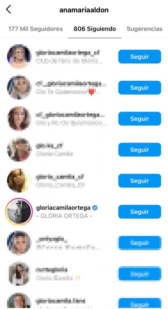 Ana María Aldón, sí sigue a Gloria Camila en Instagram / Redes Sociales 