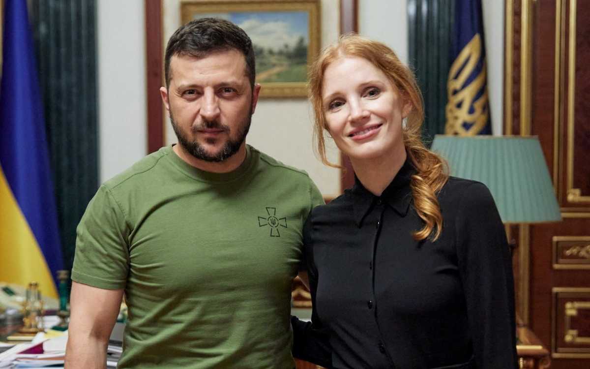 La actriz Jessica Chastain se reunió con Zelinski en Kiev