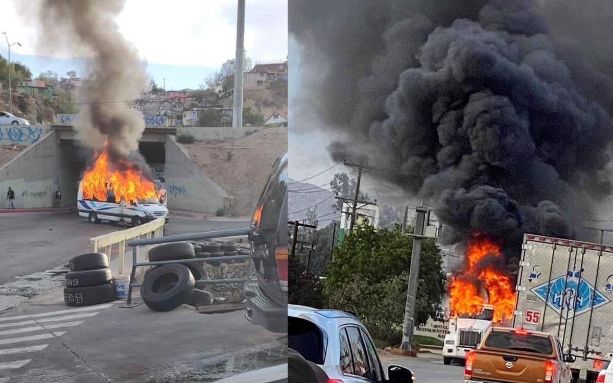 Noche violenta en Baja California: Reportan quema de vehículos y bloqueos en Tijuana, Mexicali, Tecate y Ensenada | Videos