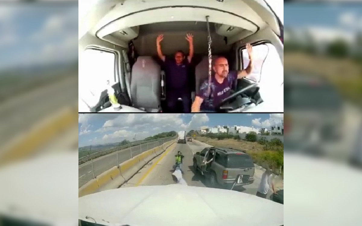 Sujetos armados roban tráiler en la autopista Querétaro-Irapuato | Video