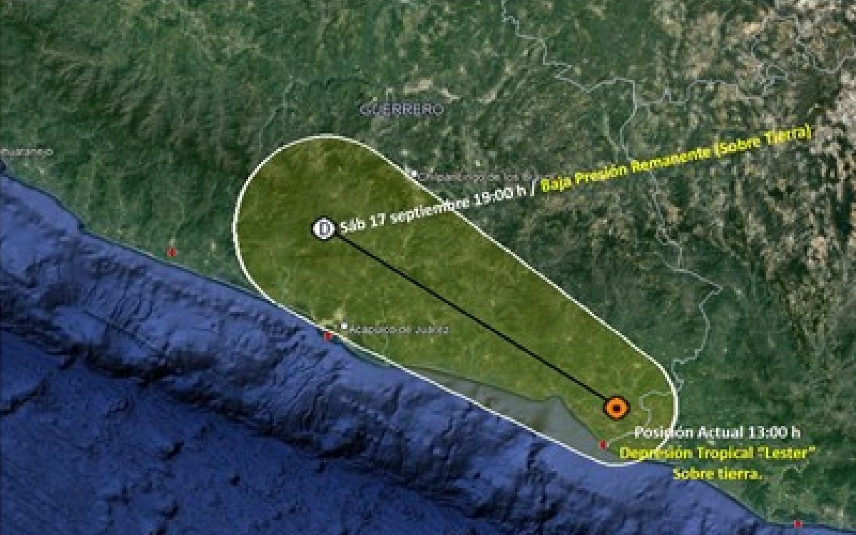 Depresión tropical 'Lester' toca tierra en Guerrero; se esperan lluvias fuertes en 7 estados