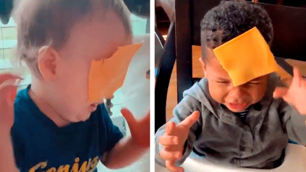 El absurdo reto de lanzar un trozo de queso a un bebé