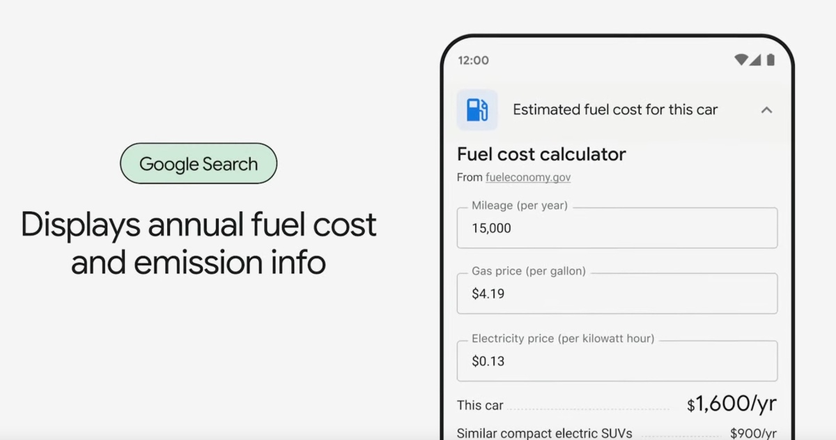 Google está obteniendo nuevas funciones de sostenibilidad, incluida una calculadora de costo de combustible
