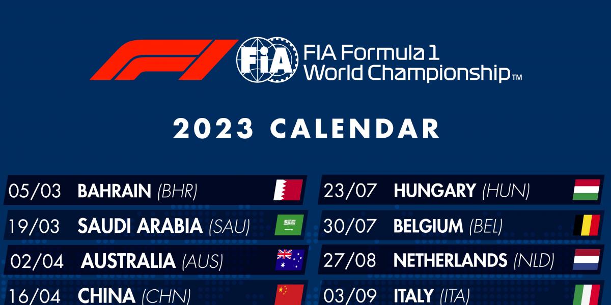Oficial: El calendario de F1 de 2023 tendrá 24 carreras