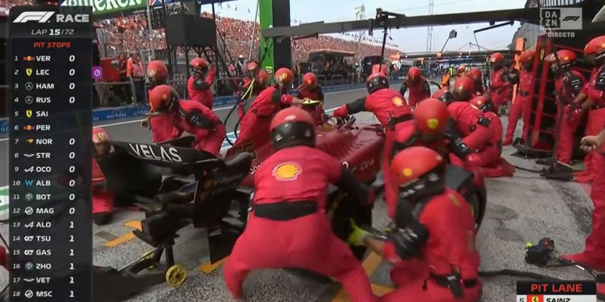 Otra vez: Desastre de parada de Ferrari para Sainz en Holanda