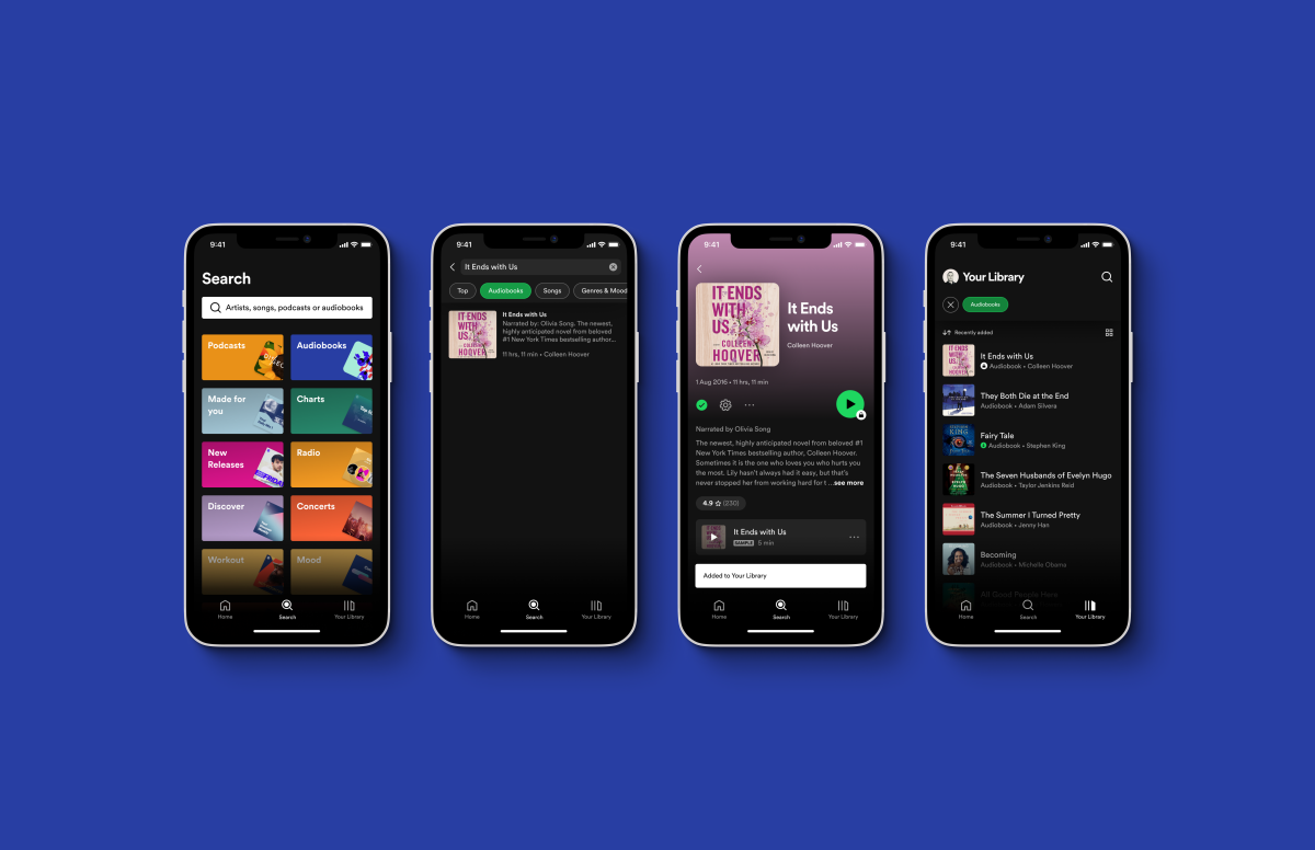 Spotify lleva audiolibros a usuarios de EEUU con un catálogo de 300.000 títulos para empezar