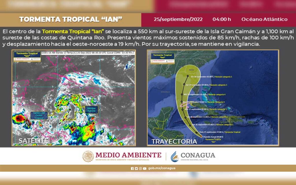 Tormenta 'Ian'; se convertirá en huracán y se acercará a la península de Yucatán