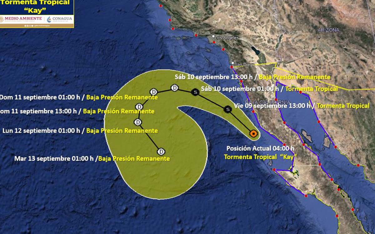 Tormenta Tropical Kay se desplaza paralela a Baja California