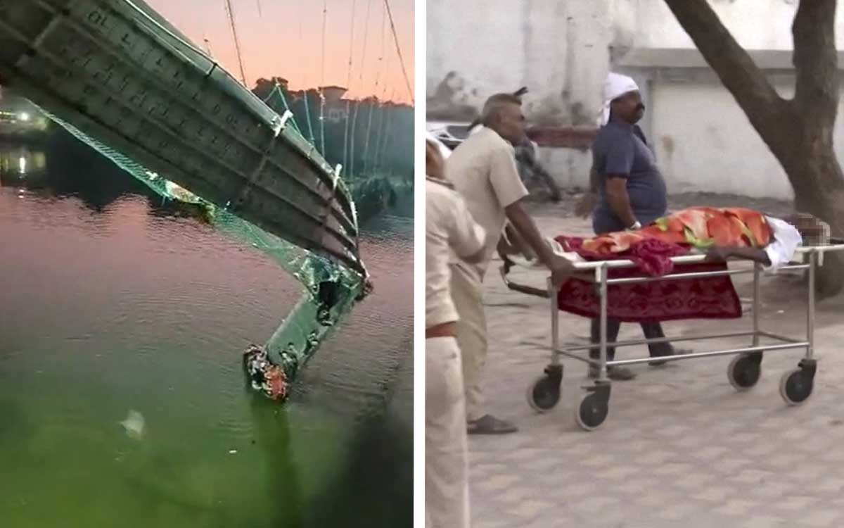 Aumentan a 141 los muertos por el colapso de un puente colgante en India
