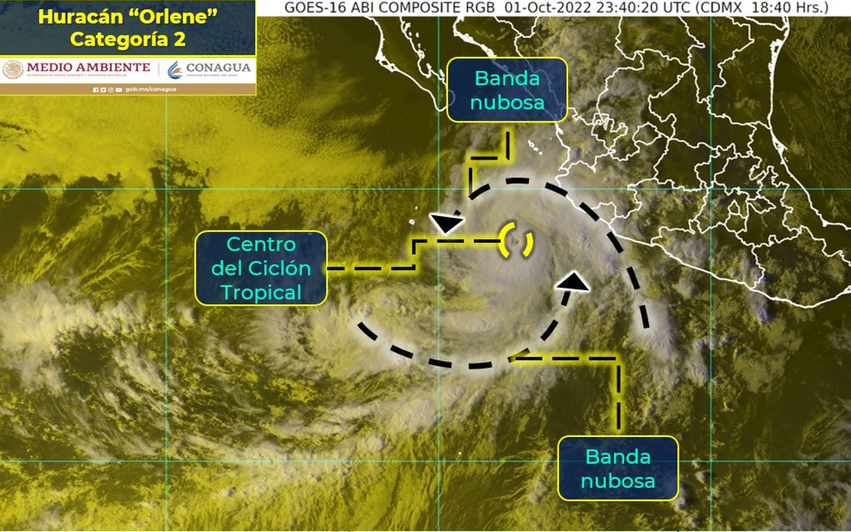 Huracán ‘Orlene’ se intensifica a categoría 2