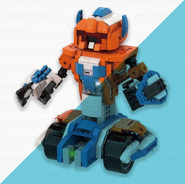 apitor robot x juguete en naranja y azul