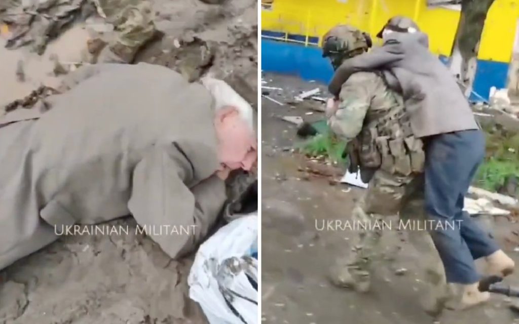 'Mis pies no pueden sostenerme'; soldados ucranianos rescatan a abuelo desvanecido mientras buscaba comida | Video