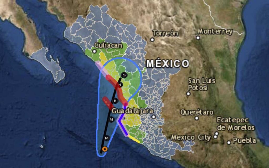 'Orlene' se intensifica a huracán categoría 4 frente a las costas de Jalisco