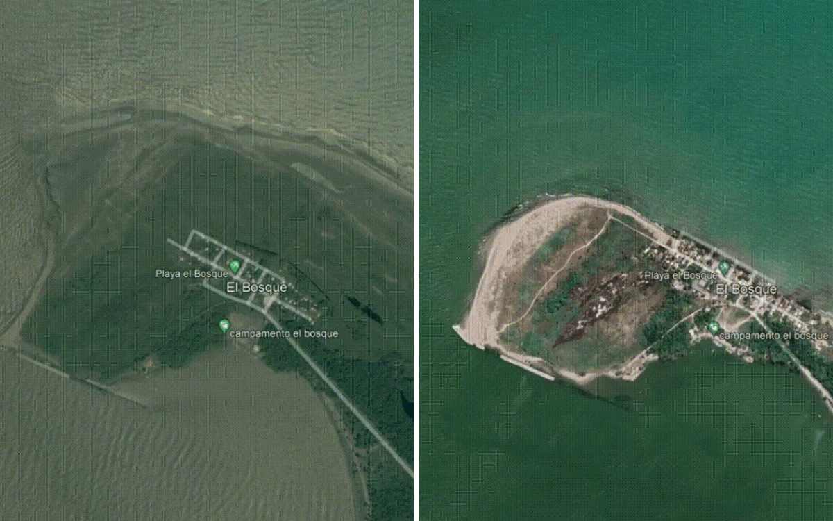 Cambio climático: fotos satelitales muestran cómo el aumento del mar se tragó una comunidad de Tabasco en 15 años
