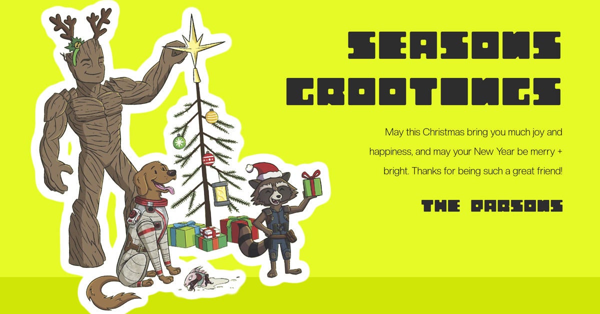 El especial navideño de Guardianes de la Galaxia se asocia con Shutterstock para crear tarjetas navideñas personalizadas