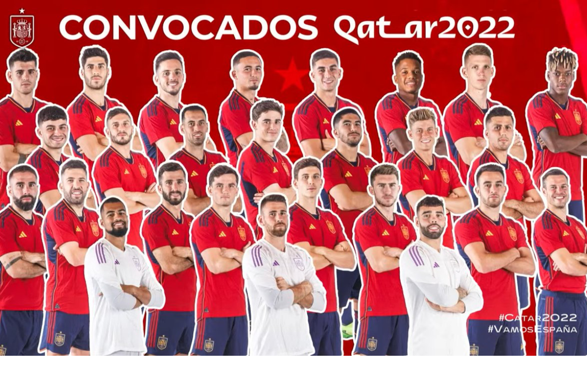Qatar 2022: España da a conocer a los 26 futbolistas que portaran 'La Roja' en el Mundial | Tuit