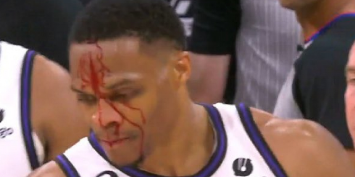 Westbrook sale escaldado: se encara con un rival y acaba con sangre