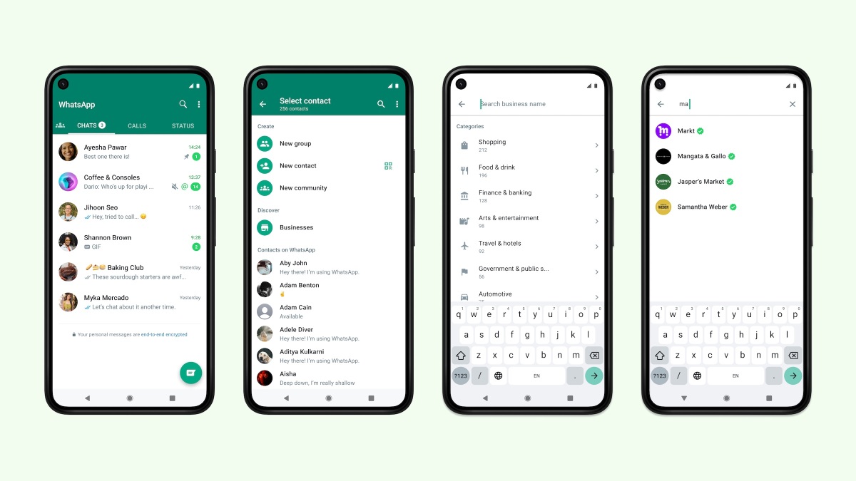 WhatsApp amplía el directorio de negocios en la aplicación y las funciones de búsqueda