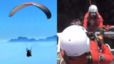 Así fue el rescate de una deportista suiza que cayó de un parapente en Valle de Bravo | Video