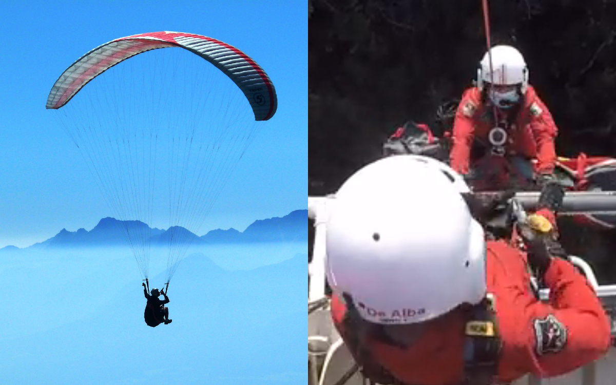Así fue el rescate de una deportista suiza que cayó de un parapente en Valle de Bravo | Video