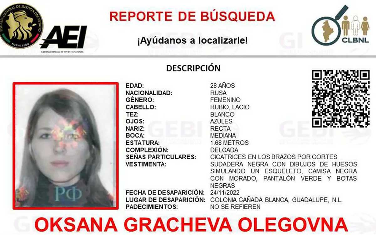 Buscan a joven rusa desaparecida en Nuevo León