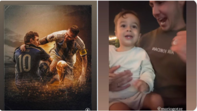 Celebra Mario Gotze y su pequeño hijo la victoria de Argentina en Qatar 2022 | Video