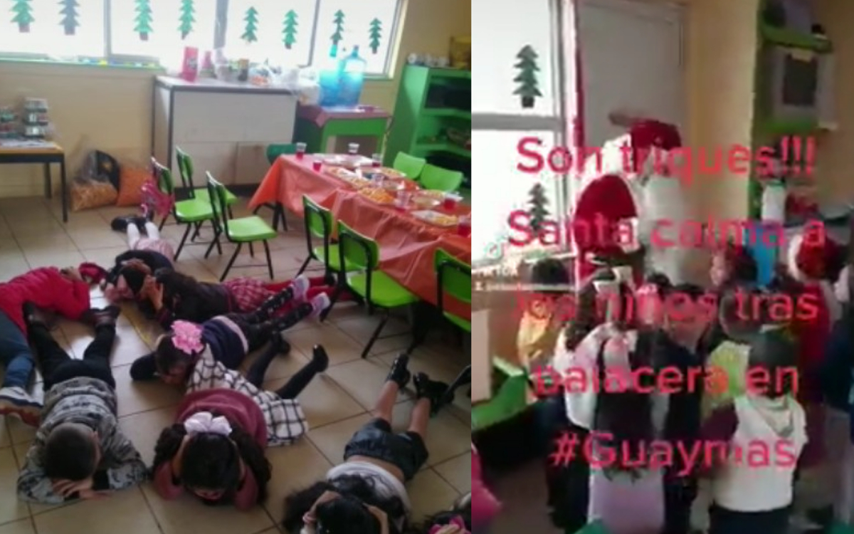 Santa Claus tranquiliza a niños durante balacera en Sonora | Video