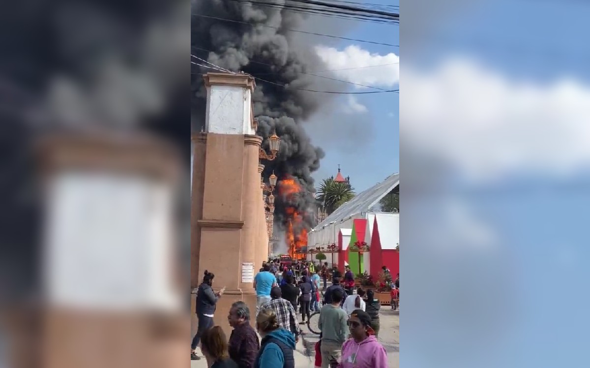 Se incendia transformador que alimentaba pista de hielo en explanada municipal de Tultitlán | Videos