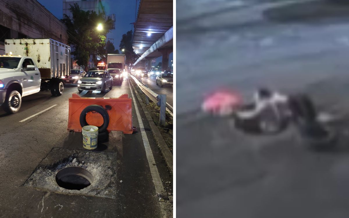 ¡Otra vez! Coladeras provocan accidentes en Ciudad de México