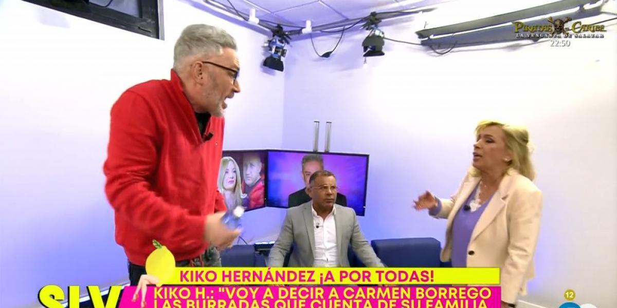 Brutal trifulca en 'Sálvame' entre Kiko Hernández y Carmen Borrego: "¡No me toques!"