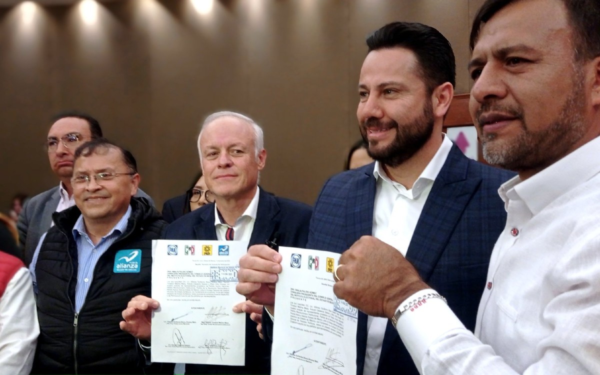 PAN, PRI, PRD y Nueva Alianza oficializan coalición para gubernatura del Edomex