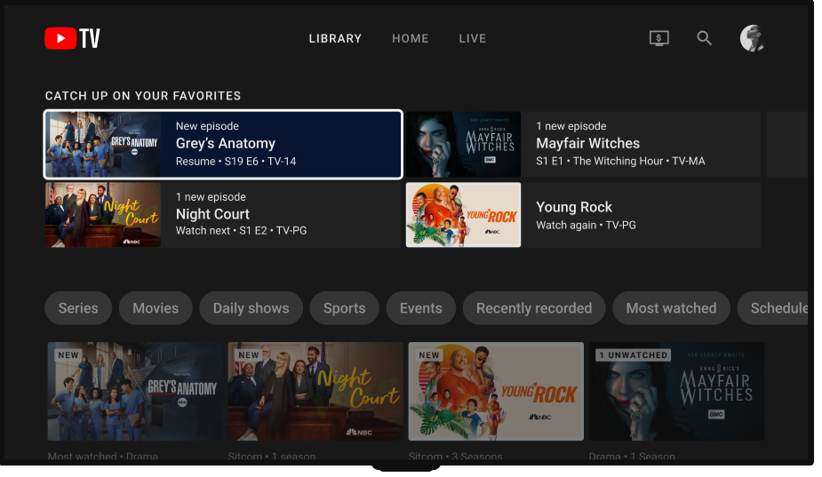 YouTube TV actualiza su biblioteca y guía de TV en vivo para dar a los usuarios más control