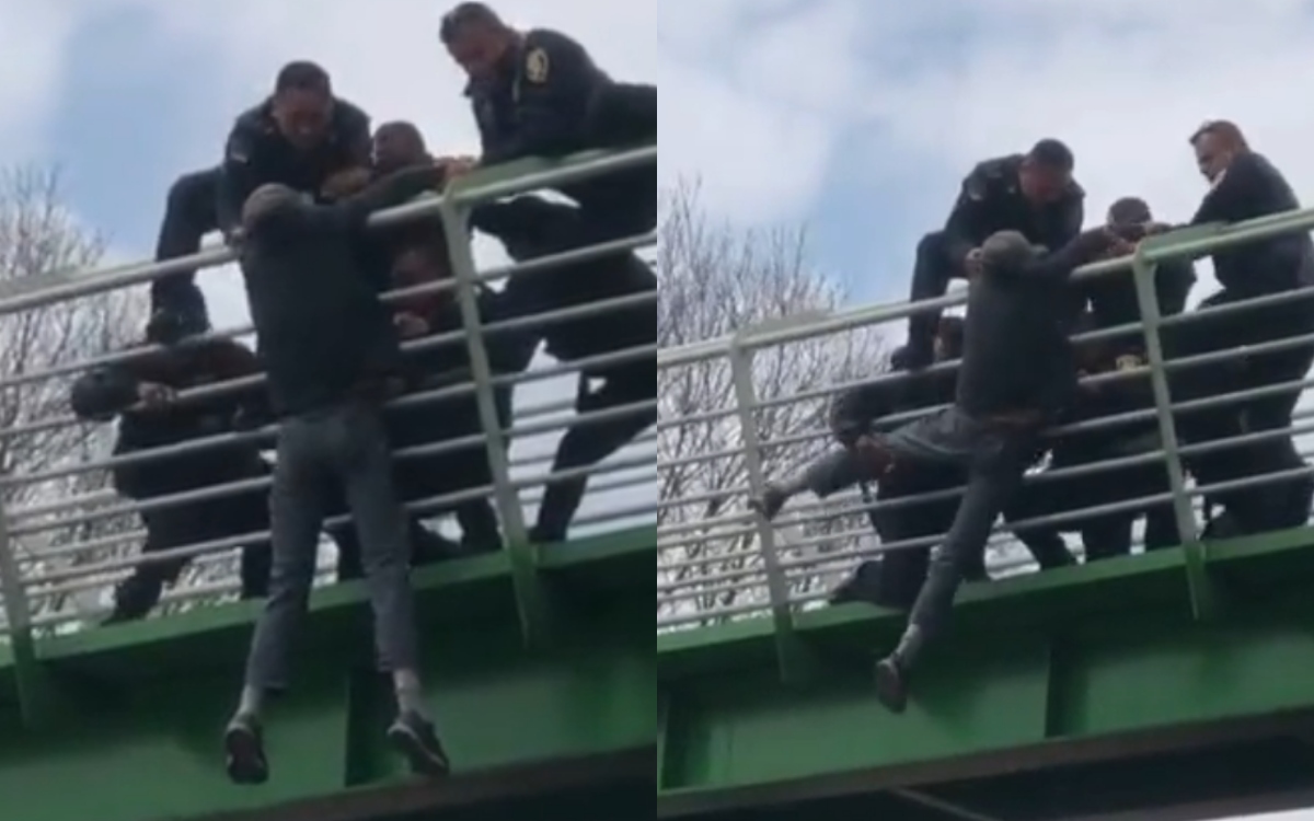 Así salvaron policías a hombre que intentó suicidarse desde puente vehicular en la GAM | Video