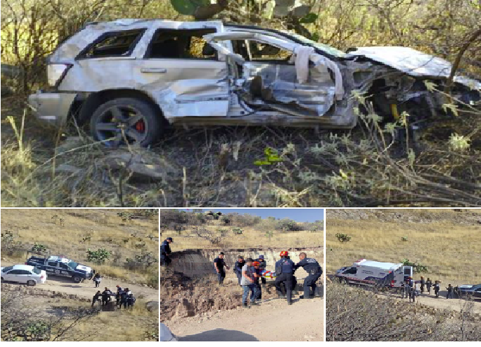 Muere una mujer al caer a un barranco su auto, hay otro herido, en carretera a Huimilpan