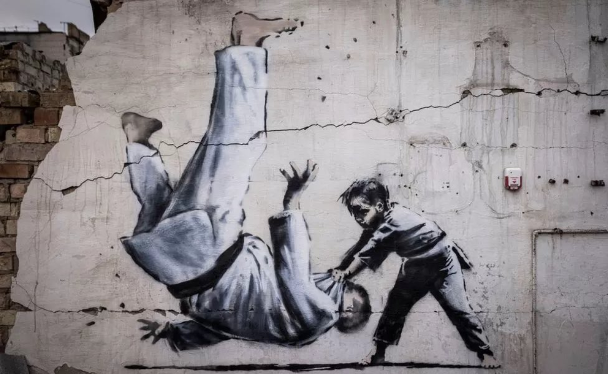 Ucrania instala sistemas de seguridad al arte de guerra de Banksy