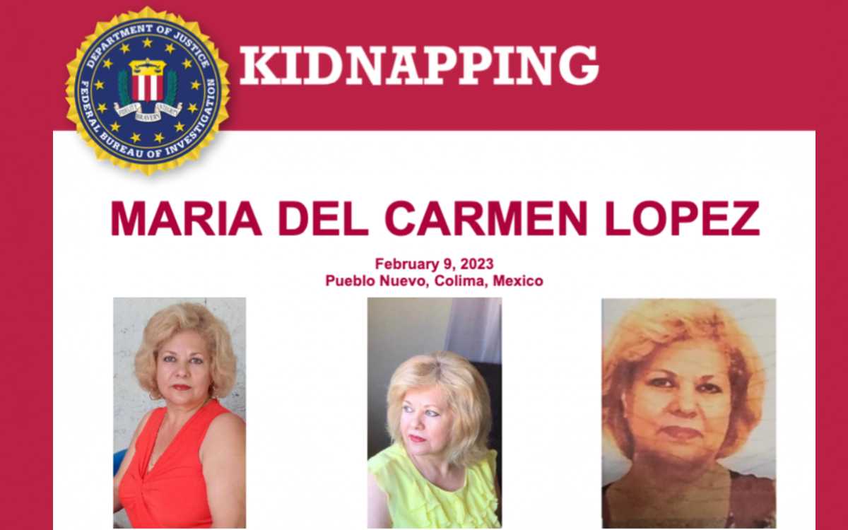 Alerta FBI secuestro de ciudadana estadounidense en Colima