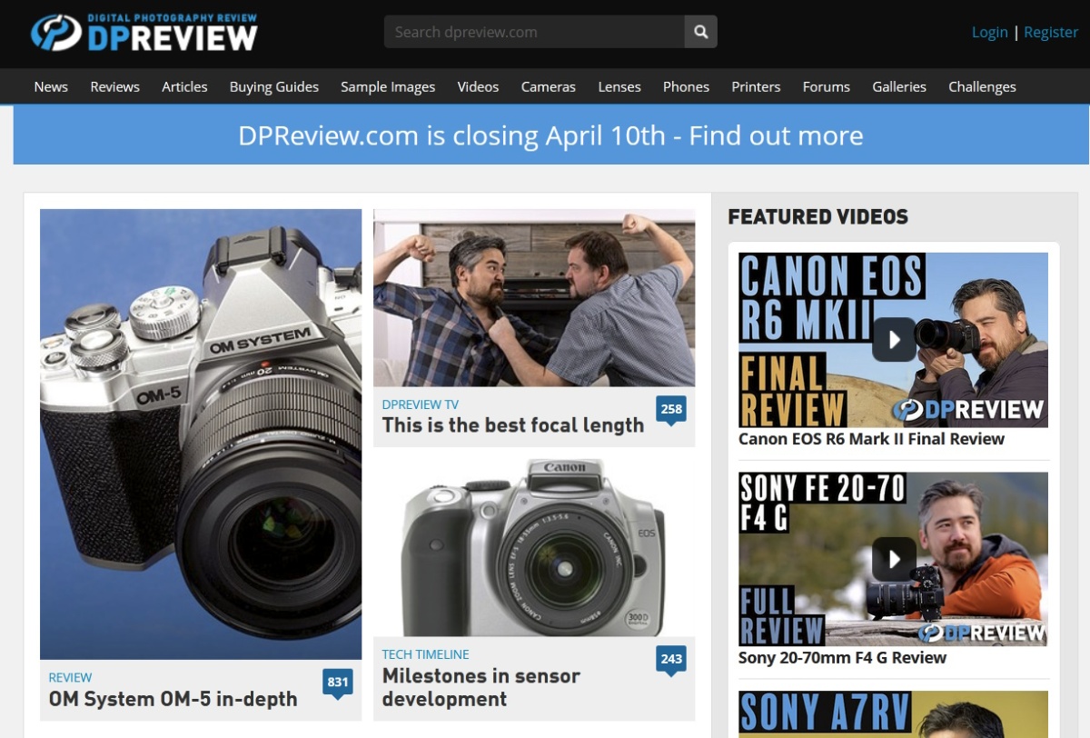 Amazon mata a DPReview, el mejor sitio de revisión de cámaras en la web