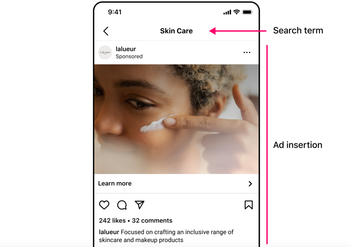Instagram ahora permite anuncios en los resultados de búsqueda a través de su API de marketing