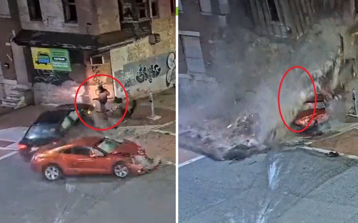 Persecución policiaca en EU termina con un peatón muerto y edificio colapsado | Videos