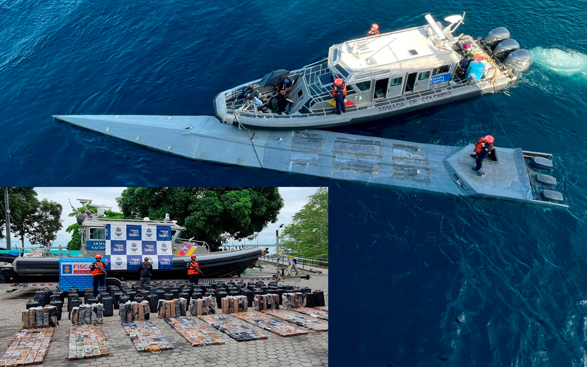 ‘Submarino’ colombiano movía 2 mil 643 kilos de cocaína