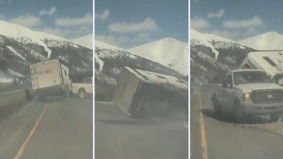 peligroso y aparatoso accidente en la I-70 de Colorado