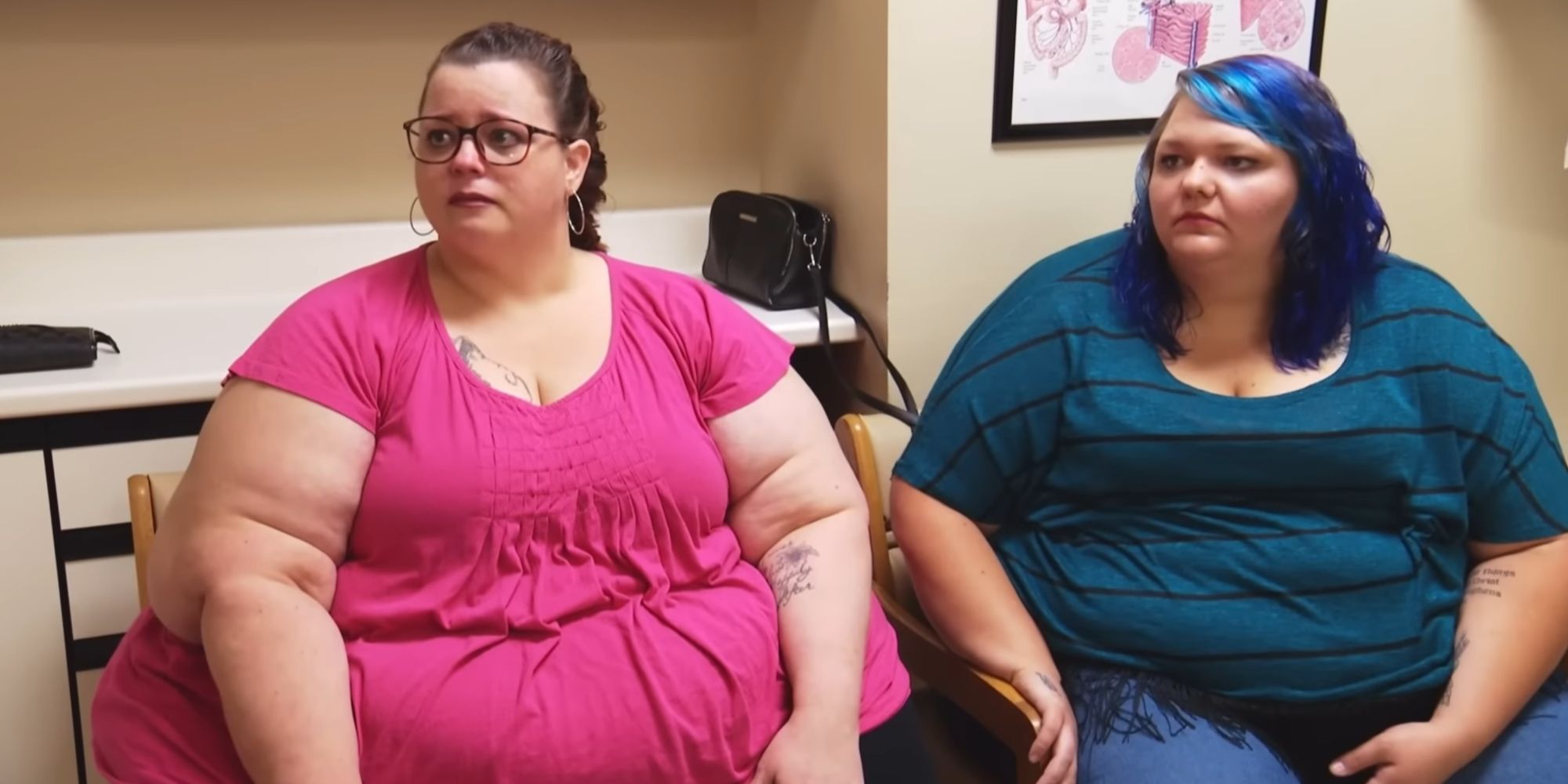 My 600 Lb-Life: Where Are They Now? episode with two women: one in pink and the other in blue