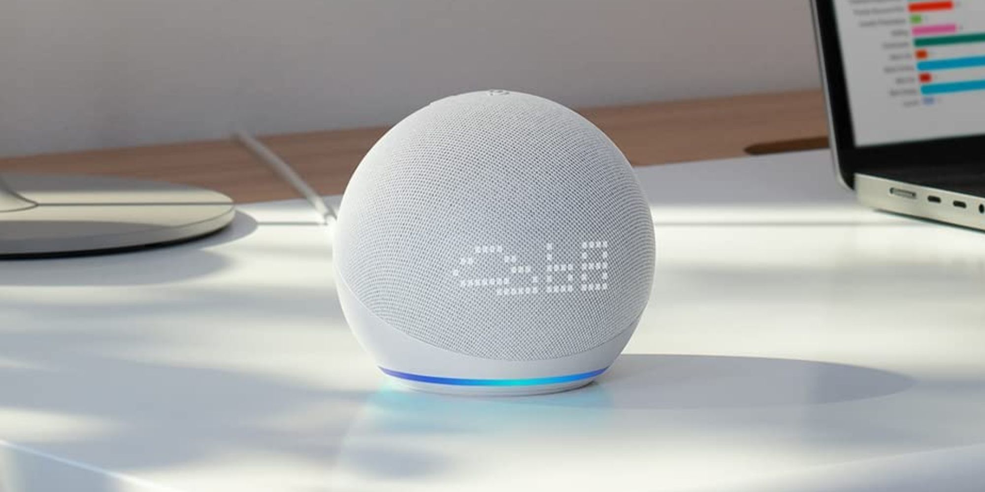 5th-gen Amazon Echo Dot smart speaker in Glacier White color