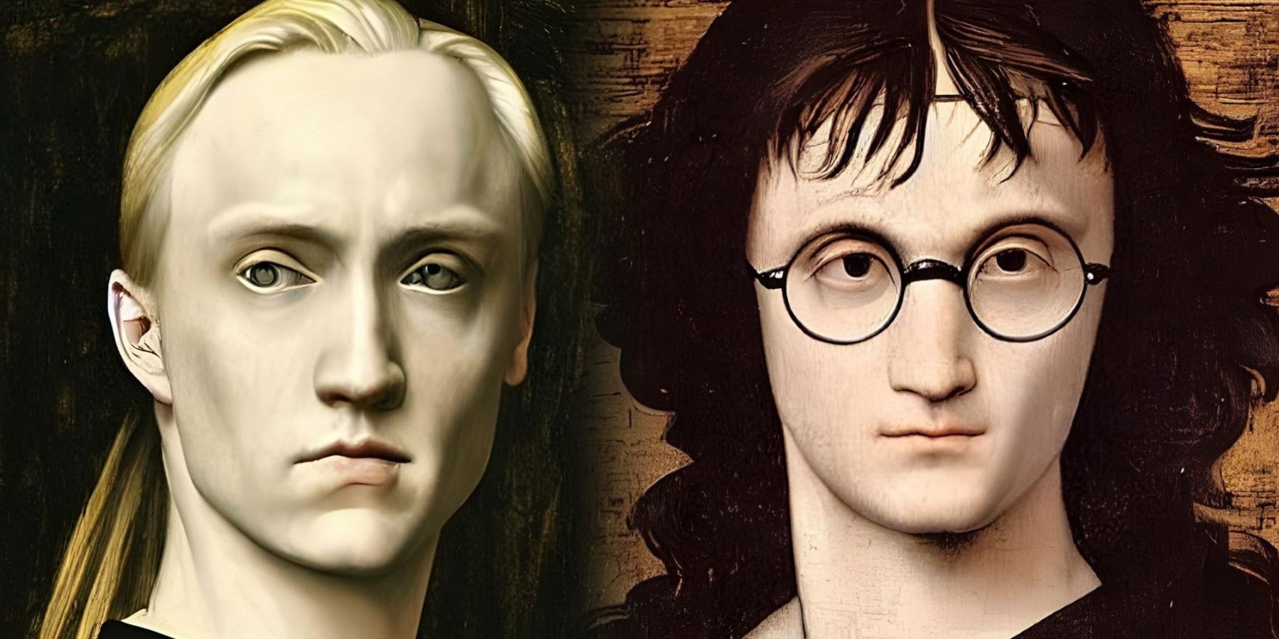 Harry Potter and Draco Malfoy drawn as Leonardo Di Vinci potraits
