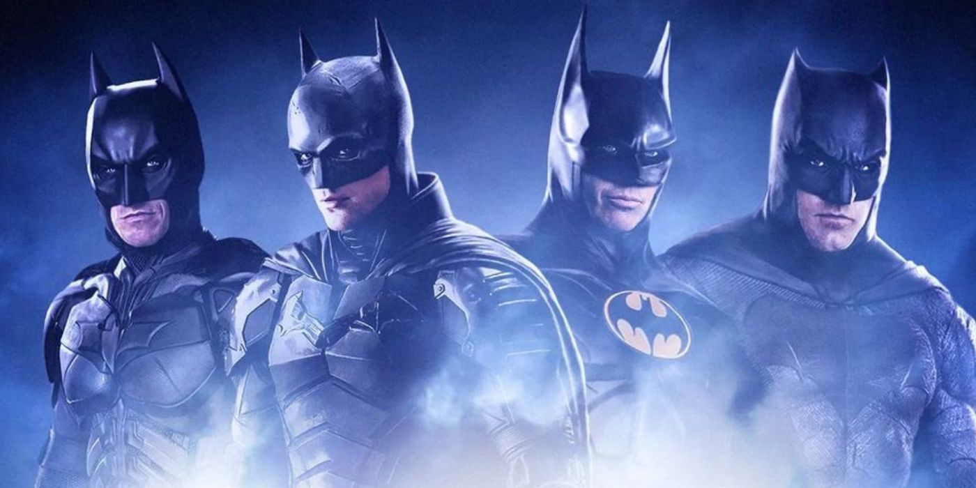 Christian Bale, Robert Pattinson, Michael Keaton and Ben Affleck as Batman